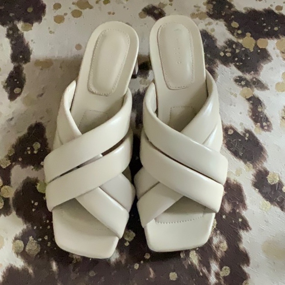 NEW Anine Bing Cade 37 Beige Leather Sandals Mules Size EU37/US 6 ~ 6.5
